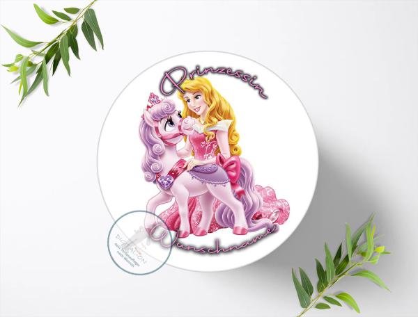 Prinzessin Dornröschen mit Wunschname, Tortenaufleger Ø 20cm, 0305z